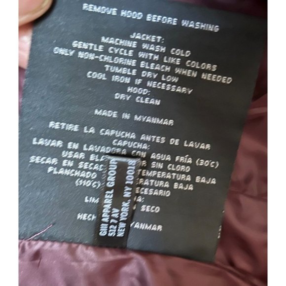 Mark New York Purple Women's Quilted Jacket With Hoodie Stretch Faux Down Size L - Picture 9 of 10